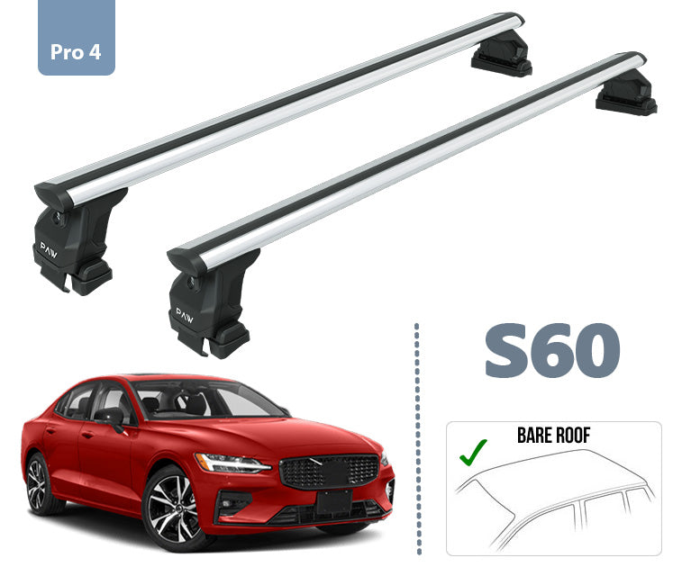 For Volvo S60 Sedan Roof Rack Cross Bar Normal Roof Alu Silver 2019- Up For Volvo S60 Sedan Roof Rack Cross Bar Normal Roof Alu Silver 2019- Up